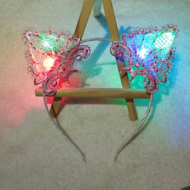Shining hair bands, headbands, garland headwear, temple fair accessories, street stalls, glowing headbands, lace cat ear headbands Item Picture