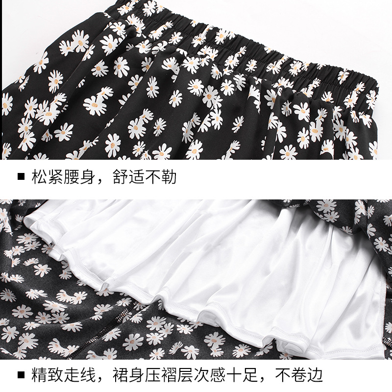 a new summer high-waisted A-line slimming chiffon mid-length, plus-size, and floral print long dress for chubby girls Application Scenario