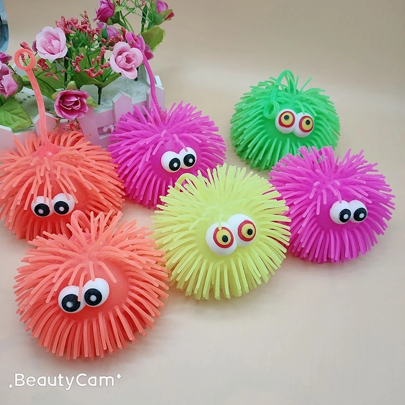 New sparkling Super cool massage ball, sparkling stretchable elastic release, fluffy hedgehog ball, children's luminous toy details Picture