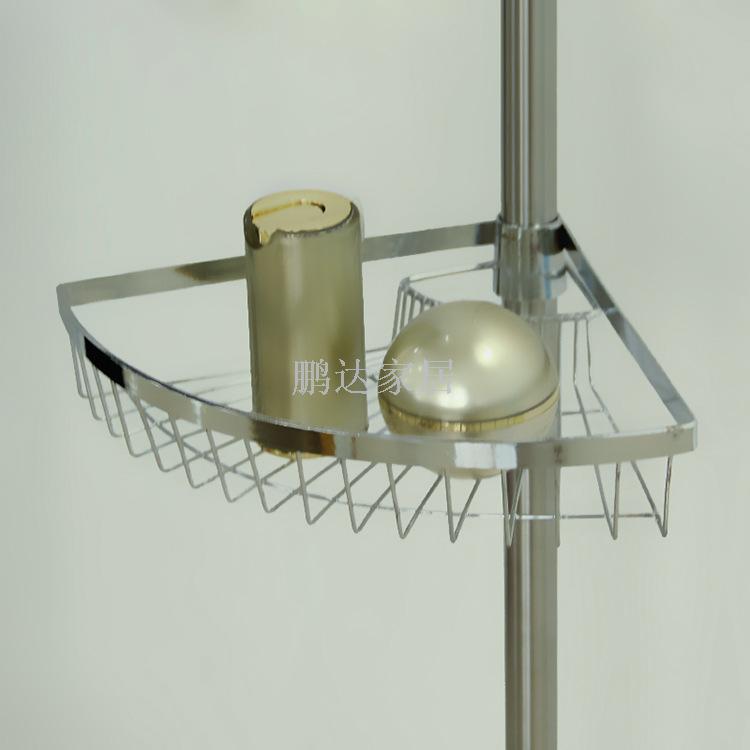 Floor-to-ceiling stainless steel corner rack, four-layer storage and storage rack for bathroom and toilet, fan-shaped corner rack details Picture