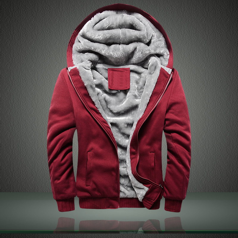 Fleece and thickened men's plus-size jackets, best-selling men's sweatshirts with hats, autumn and winter wear, men's baseball jackets, men's Korean-style sports Specification image