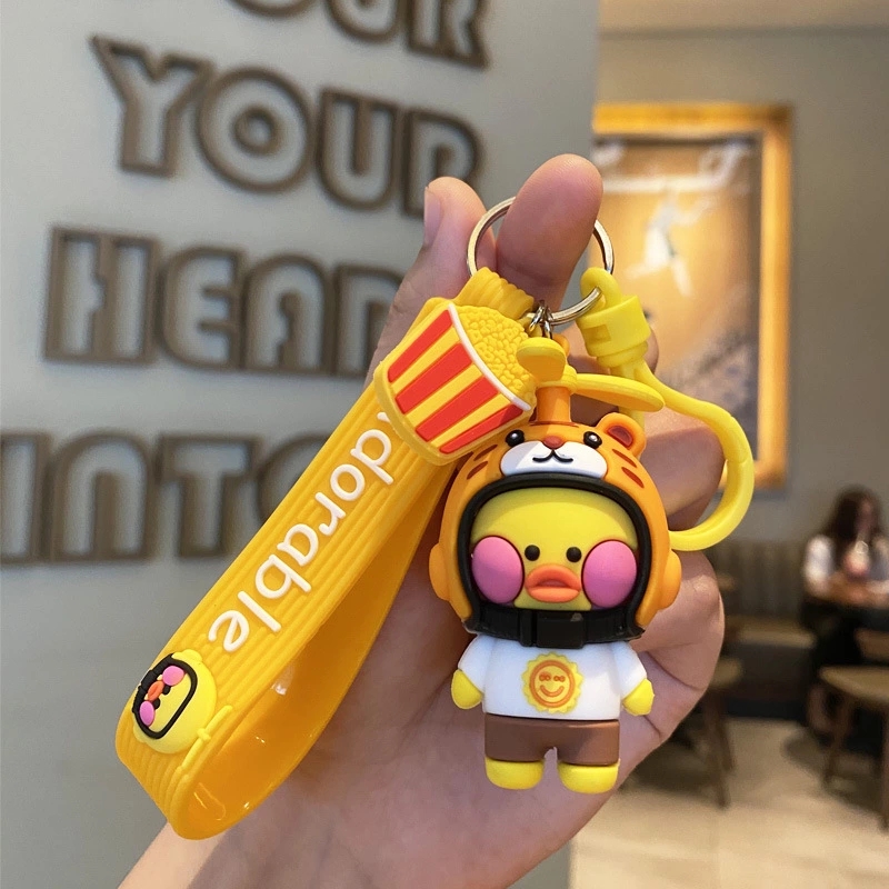 New best-selling helmet, duck keychain, creative and cute schoolbag pendant, couple car keychain ring gift Application Scenario