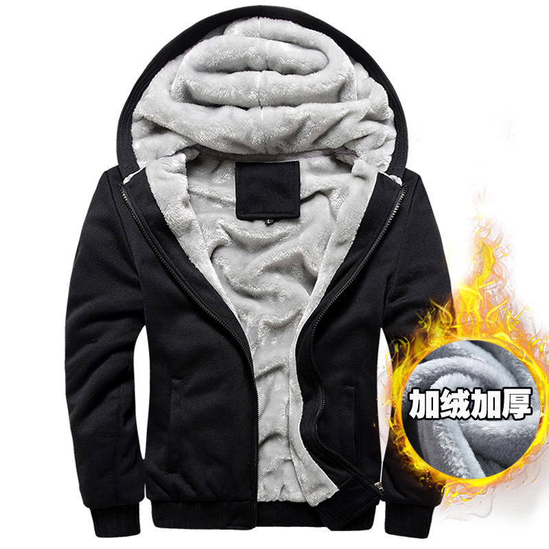 Fleece and thickened men's plus-size jackets, best-selling men's sweatshirts with hats, autumn and winter wear, men's baseball jackets, men's Korean-style sports Item Picture
