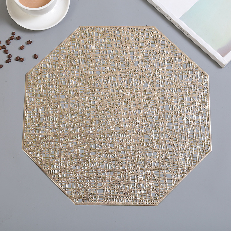 Wholesale of creative European-style placemats with hollowed-out hexagonal rose gold coasters, anti-slip and heat-resistant teacup MATS, and heat-insulating table MATS Application Scenario