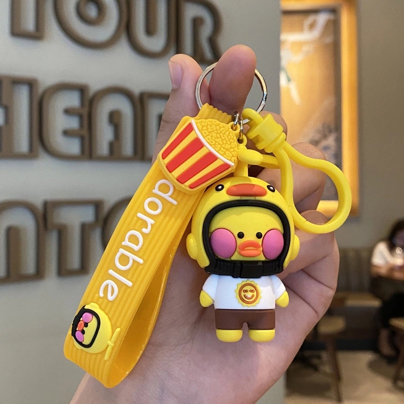 New best-selling helmet, duck keychain, creative and cute schoolbag pendant, couple car keychain ring gift Specification drawing