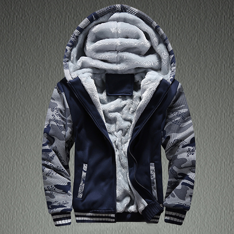 New Amazon cardigan men's jacket, camouflage, fleece and thickened warm hoodie, fleece and thickened hood, directly supplied by the manufacturer
