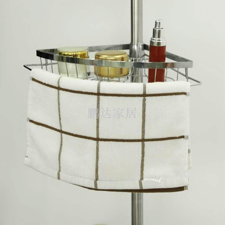 Floor-to-ceiling stainless steel corner rack, four-layer storage and storage rack for bathroom and toilet, fan-shaped corner rack Application Scenario