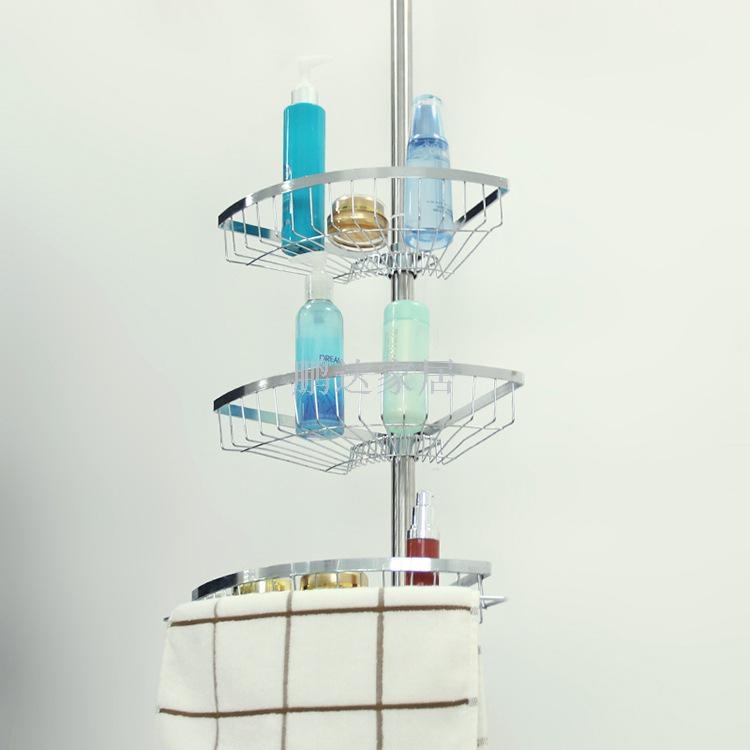 Floor-to-ceiling stainless steel corner rack, four-layer storage and storage rack for bathroom and toilet, fan-shaped corner rack Specification image