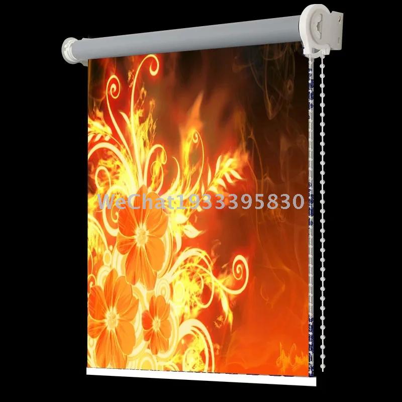 Living room bedroom study shading curtain 3D flame full shading shutter finished trade wholesale details Picture