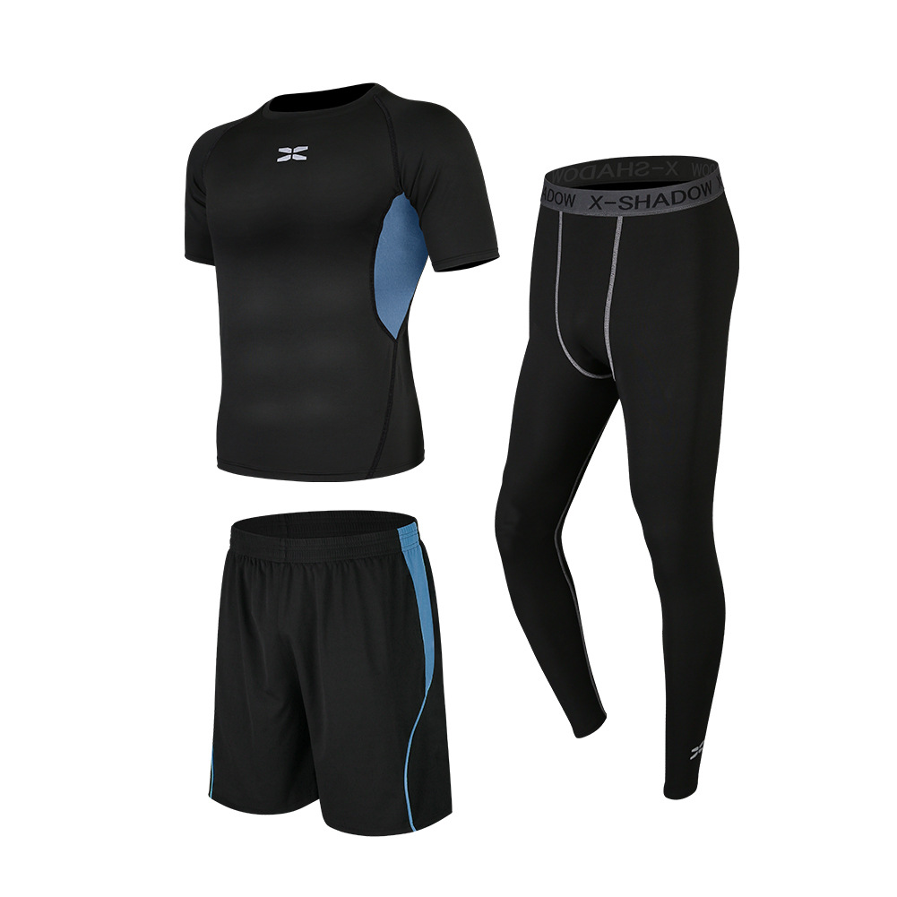 Fitness running set, men's fitness wear, sportswear, three-piece set, gym morning run, quick-drying training tight-fitting clothes, autumn Item Picture