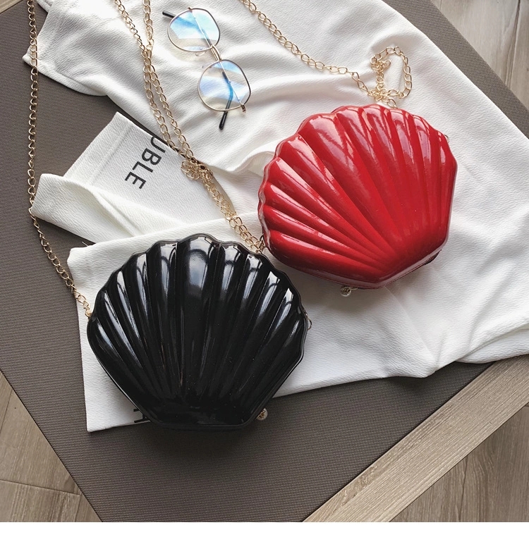 The new Korean-style versatile crossbody shell bag with chain design and creative single-shoulder bag from Instagram is selling well Specification drawing