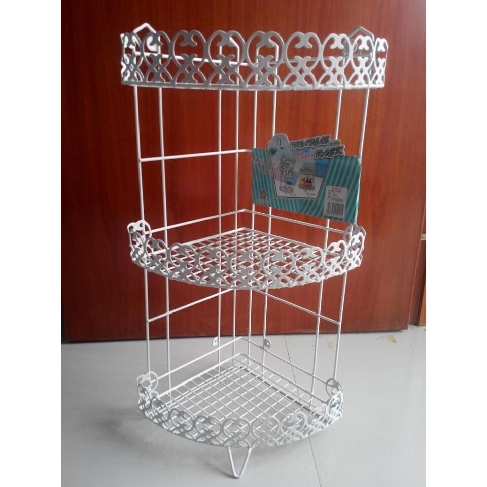 أرفف مستحضرات التجميل المثلثة في زاوية ريشة للحمام من ثلاثة طوابق، على منضدة للحمام details Picture