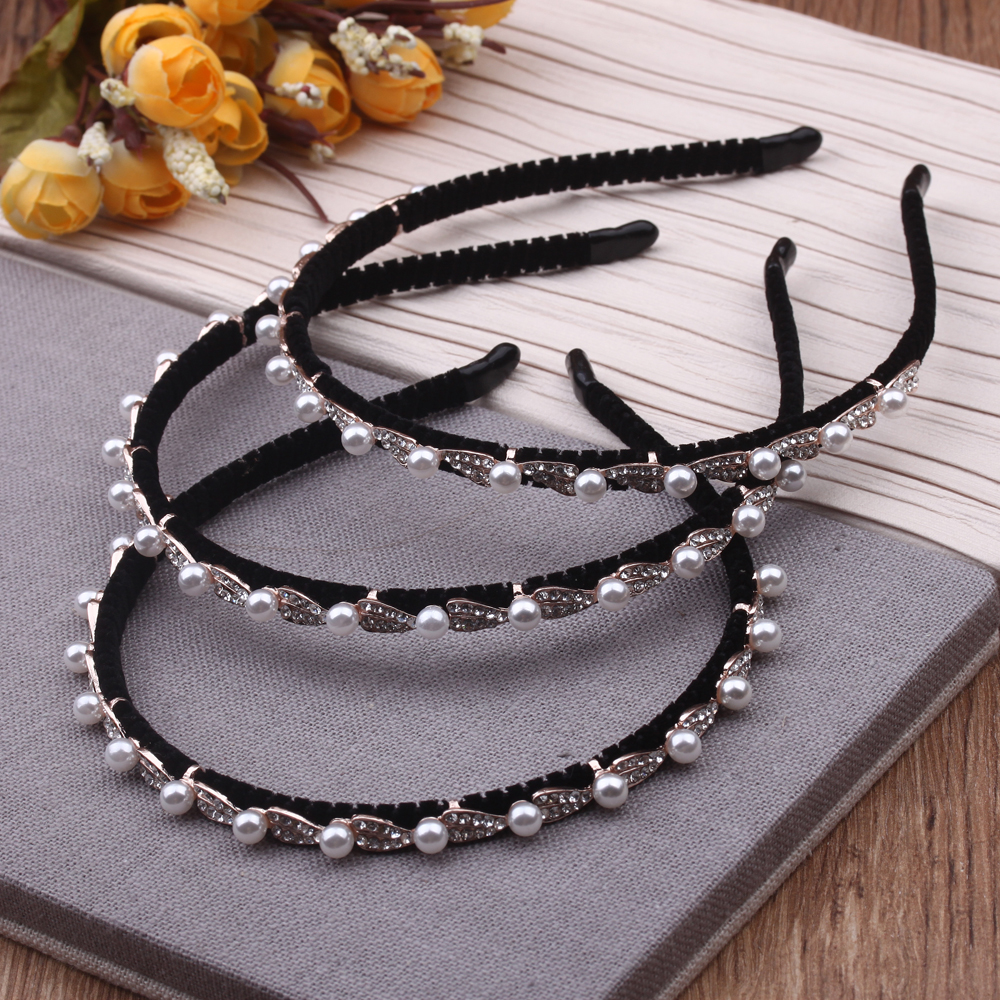 10-yuan store premium Korean fabric hair accessories, cross diamond-encrusted fine hair bands, rhinestone headwear, velvet wrapped headbands