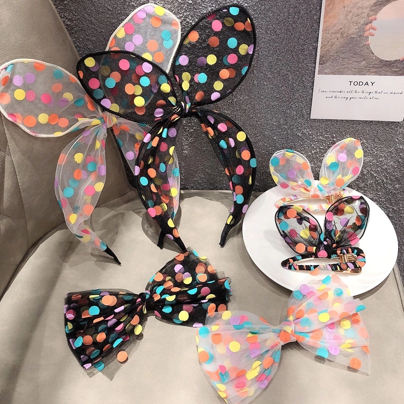 Korean super fairy-colored polka dot headband without ears, versatile for women, simple headband for going out, forest-style fairy hair tie and hairpin Application Scenario