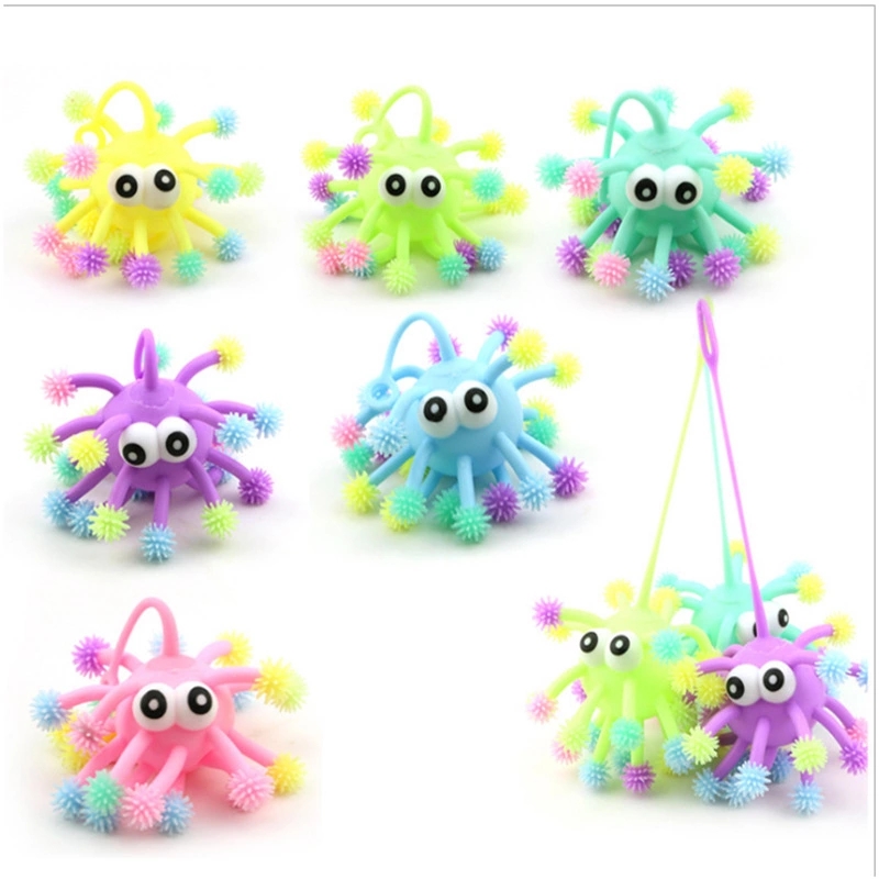 Creative new TPR plush Ball 5-inch convex eye snowflake glowing plush ball flash stress-relieving street toy htt details Picture