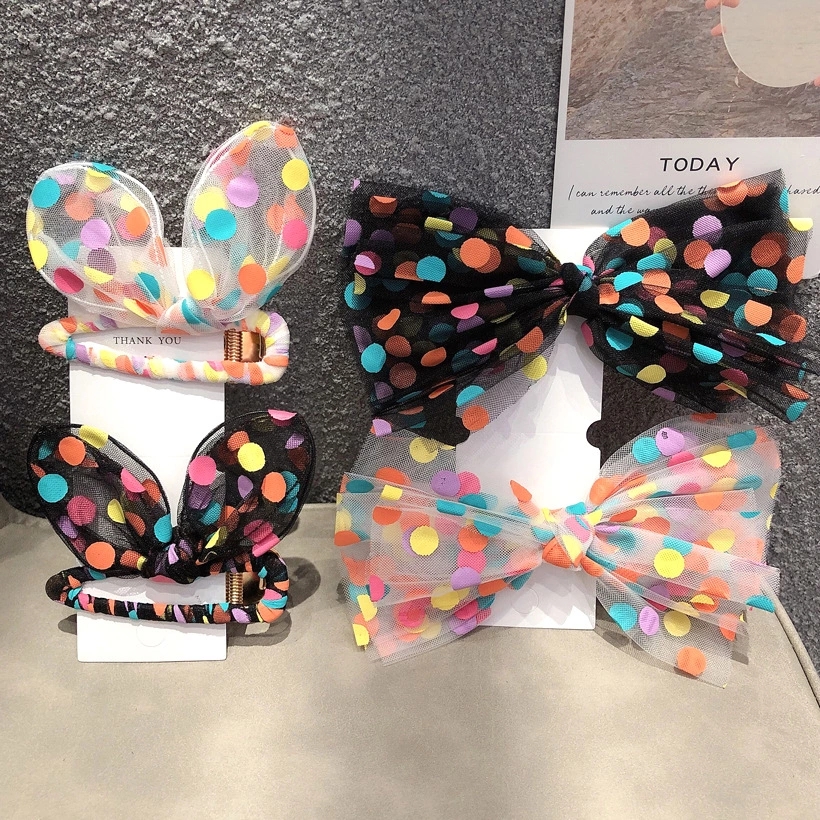 Korean super fairy-colored polka dot headband without ears, versatile for women, simple headband for going out, forest-style fairy hair tie and hairpin details Picture