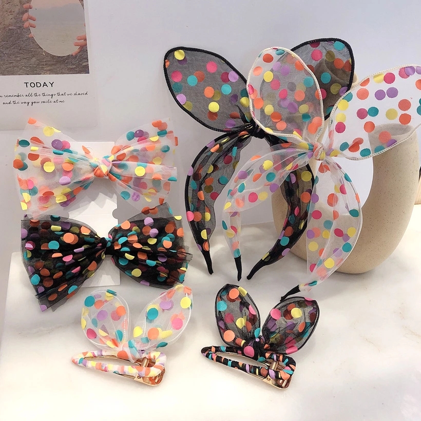 Korean super fairy-colored polka dot headband without ears, versatile for women, simple headband for going out, forest-style fairy hair tie and hairpin full figure
