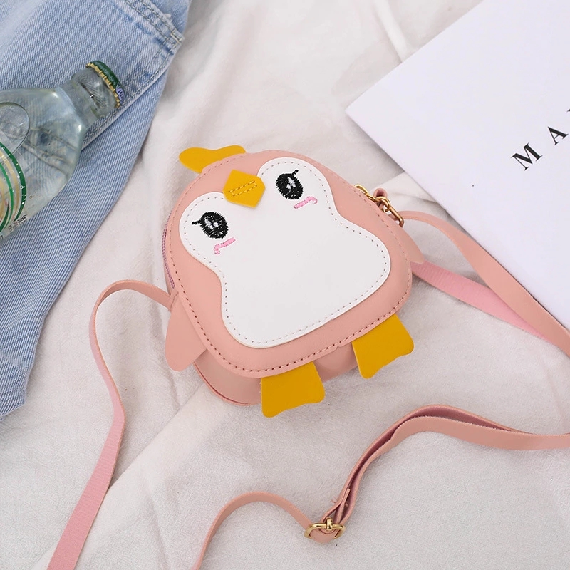 mini bag Cartoon cute little penguin children's crossbody bag, color-blocking children's coin purse, street toy bag wholesale Item Picture