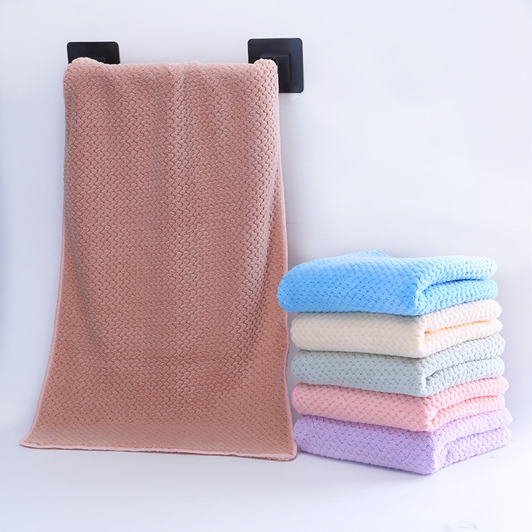 35*75 towel warp knitted polyester brocade coral wool thickened absorbent soft quick drying gift custom hotel beauty towel thumbnail