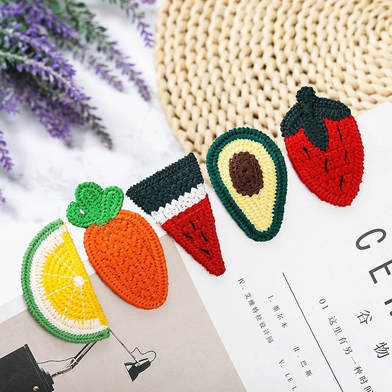 Korean version single package ins cute children's knitted fruit hair clip, baby girl side bangs hair clipping BB clip details Picture