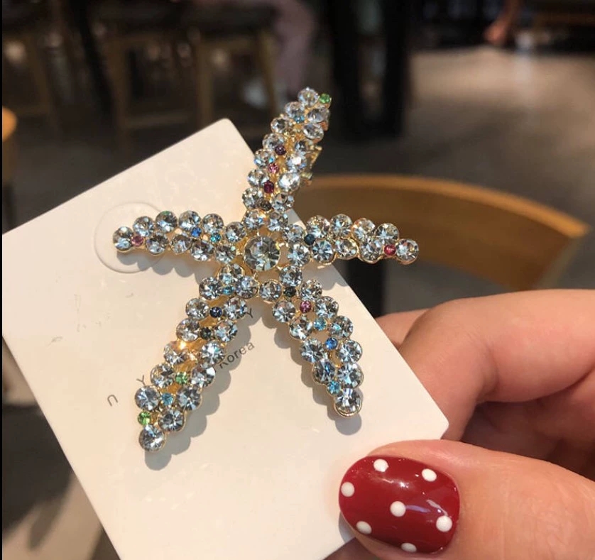 The new Korean version of ins starfish pearl full diamond hair clips, women's hair accessories, bangs clips and fairy hair clips are selling well Specification drawing