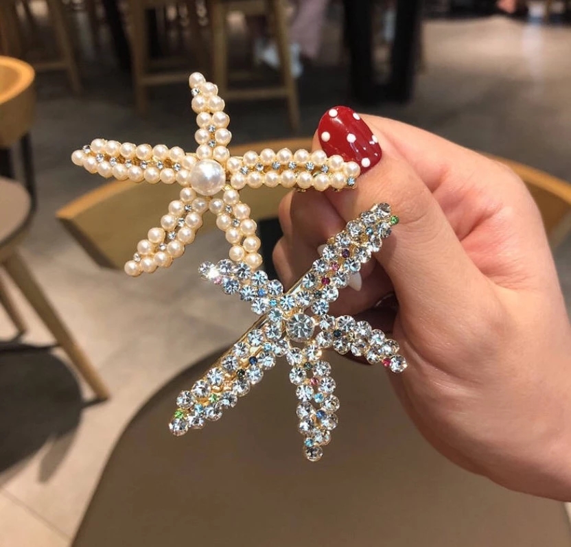 The new Korean version of ins starfish pearl full diamond hair clips, women's hair accessories, bangs clips and fairy hair clips are selling well full figure