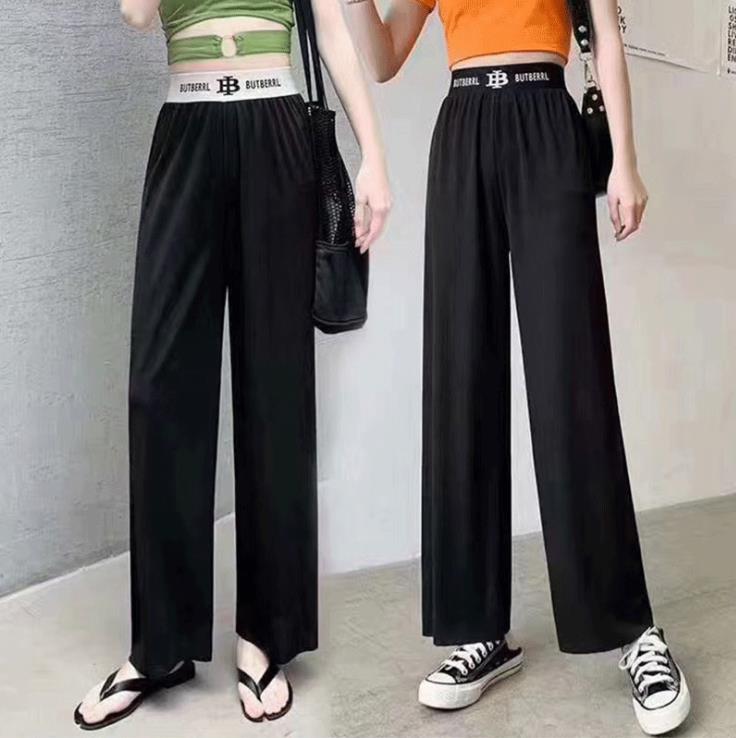 Manufacturers direct air conditioning cool pants shake pants female summer draping straight leg moping casual ice silk wide leg pants