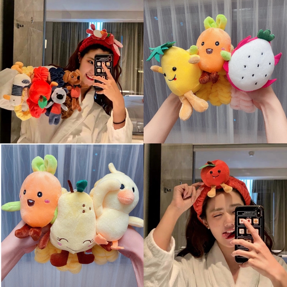 Cartoon-shaped facial masks, hair bands, super cute fruit hair bands, girlish hair accessories, and jewelry street stall h full figure