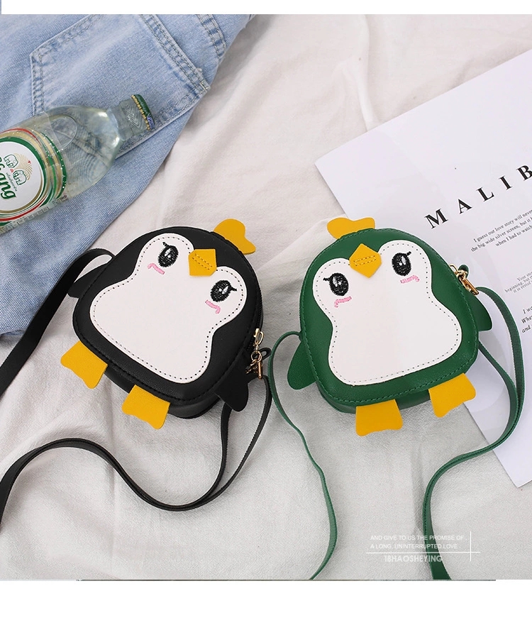 mini bag Cartoon cute little penguin children's crossbody bag, color-blocking children's coin purse, street toy bag wholesale details Picture