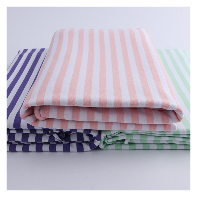 Striped knitted T-shirt fabric, combed all-cotton stretch single-sided sweatshirt fabric, sportswear pajama fabric Application Scenario