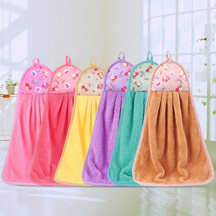 Microfiber coral down towel Kitchen toilet absorbent hanging towel cartoon Promotional gift giveaways hand towel thumbnail