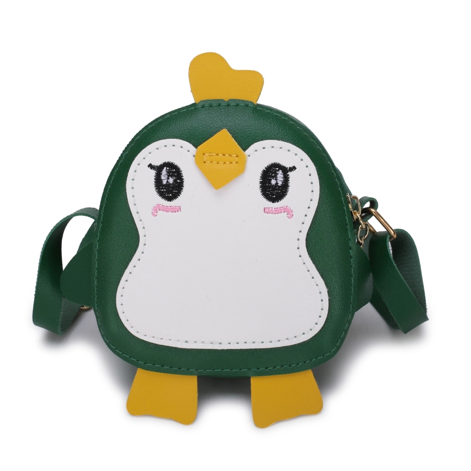 mini bag Cartoon cute little penguin children's crossbody bag, color-blocking children's coin purse, street toy bag wholesale Specification drawing