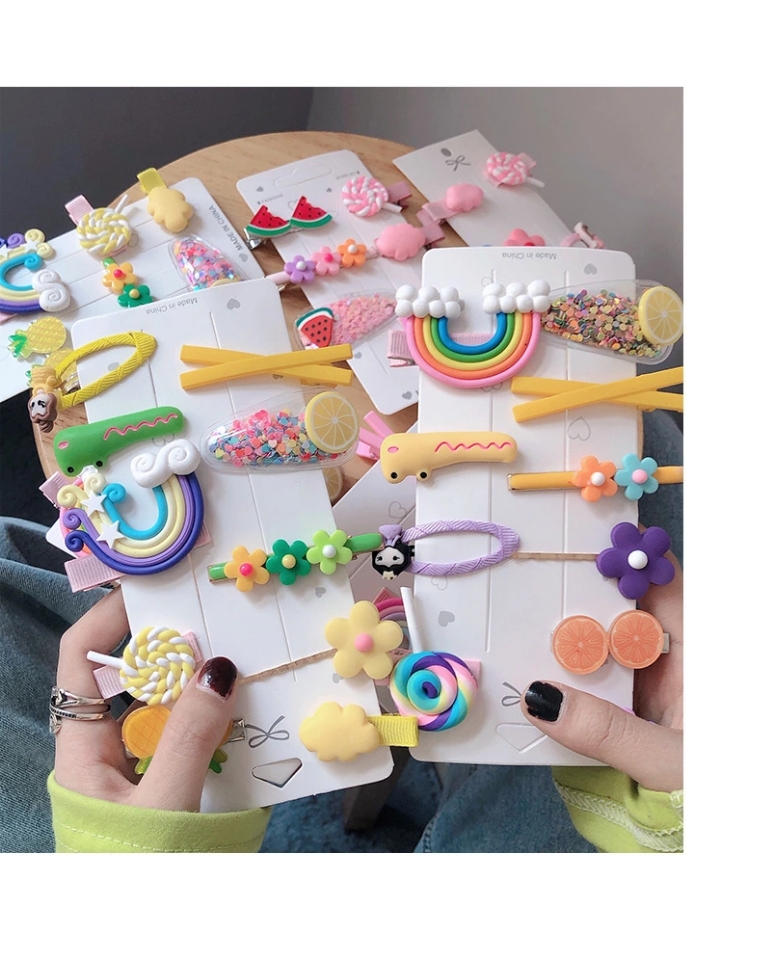 ins cute pattern small clips, hair clips, broken hair clips, new style of girl's straight clip, side clip, bb clip headwear, back of the head Specification drawing