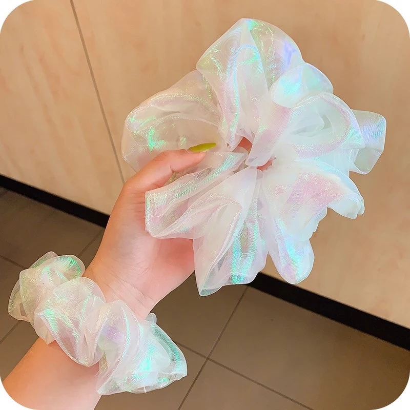 New ins Mermaid Girl Super Fairy Mesh Large Intestine hair band, simple fairy fat intestine band, Korean version hairtie, hair accessory, rubber band full figure