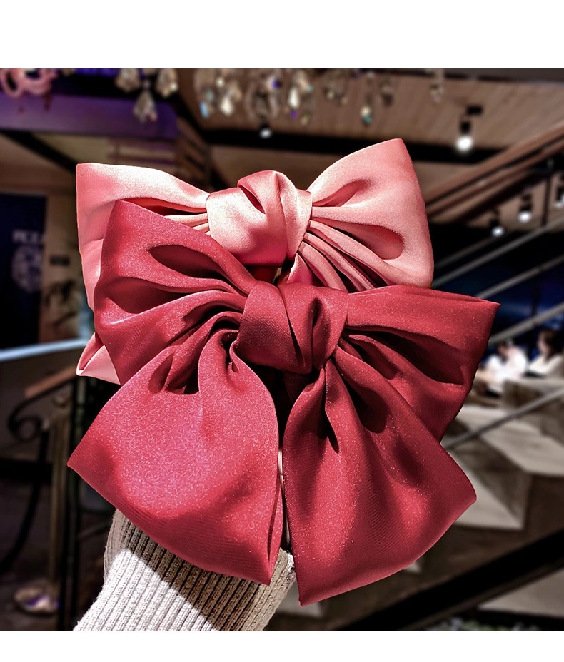 Zhou Yangqing's oversized double-layer red bow hair clip, Korean girlish heart headwear, female spring hair clip wholesale Specification drawing