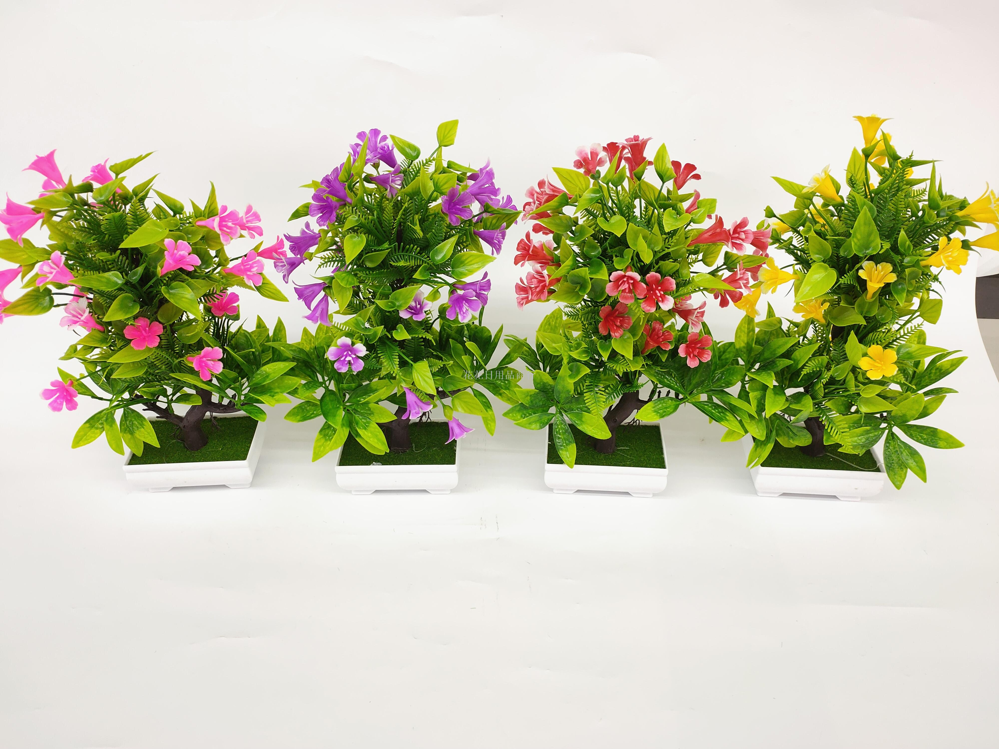 New white pot small lily morning glory bonsai color green value tree simulation flower decorations