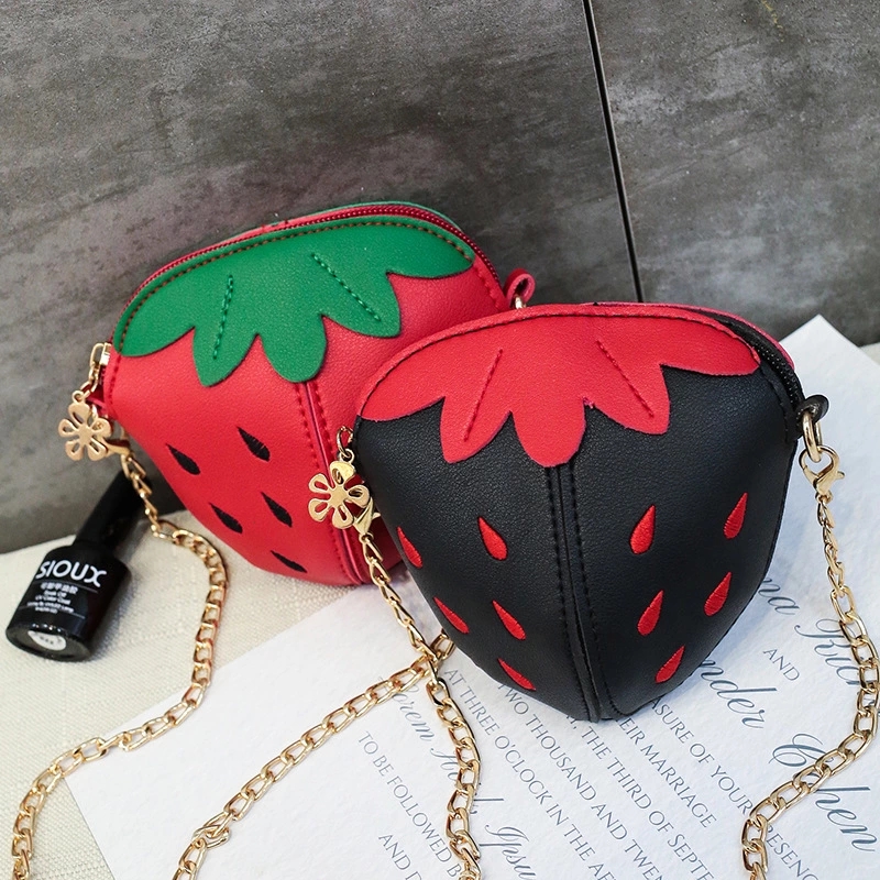 New children's strawberry mini crossbody bag, artistic, mini and cute coin purse, factory direct sales, girls' crossbody cute bag details Picture