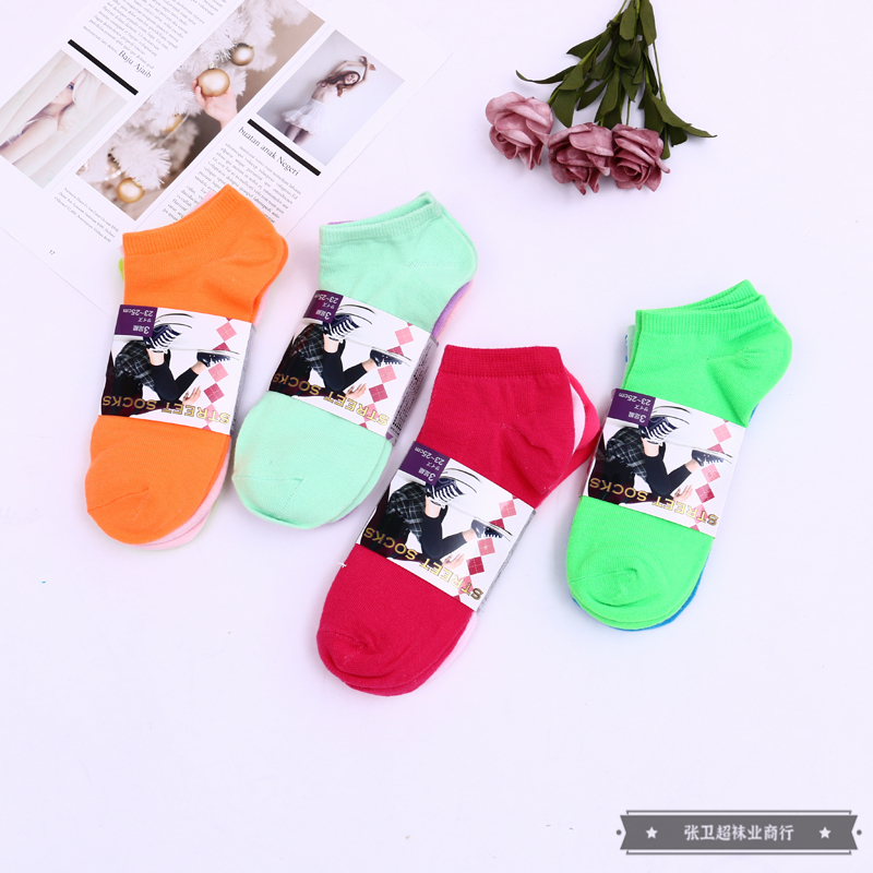 Candy-colored short socks, summer light-mouth polyester-cotton thin boat socks, Japanese-style fresh short socks, women's boat socks, solid-colored short socks