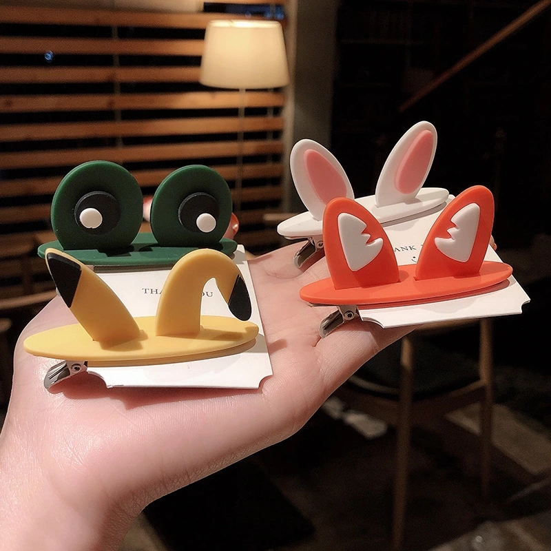 New bangs clip rabbit ear top clip hair clip headwear, a cute cartoon three-dimensional animal hair clip for a Korean girl Specification drawing