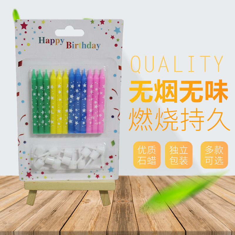 Color screen printing smokeless candles for children Party cake Baking birthday candles Decorating craft candles