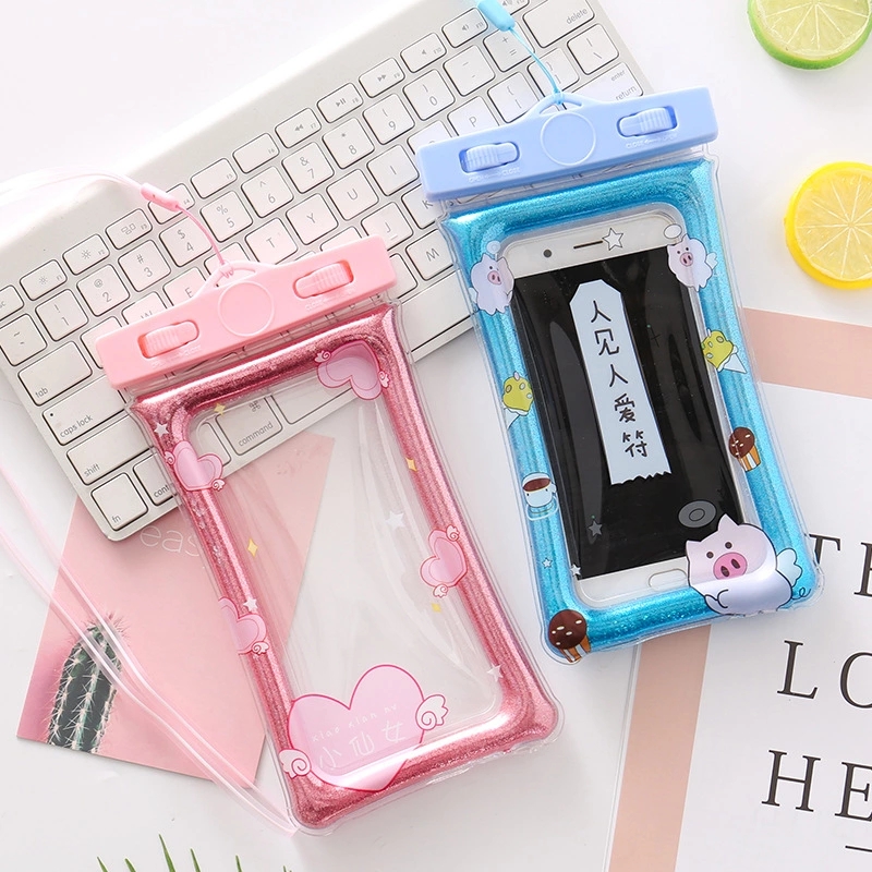 New mobile phone bag, sand cartoon airbag, waterproof bag, large camera case, swimming float, thickened PVC inflatable style Specification drawing