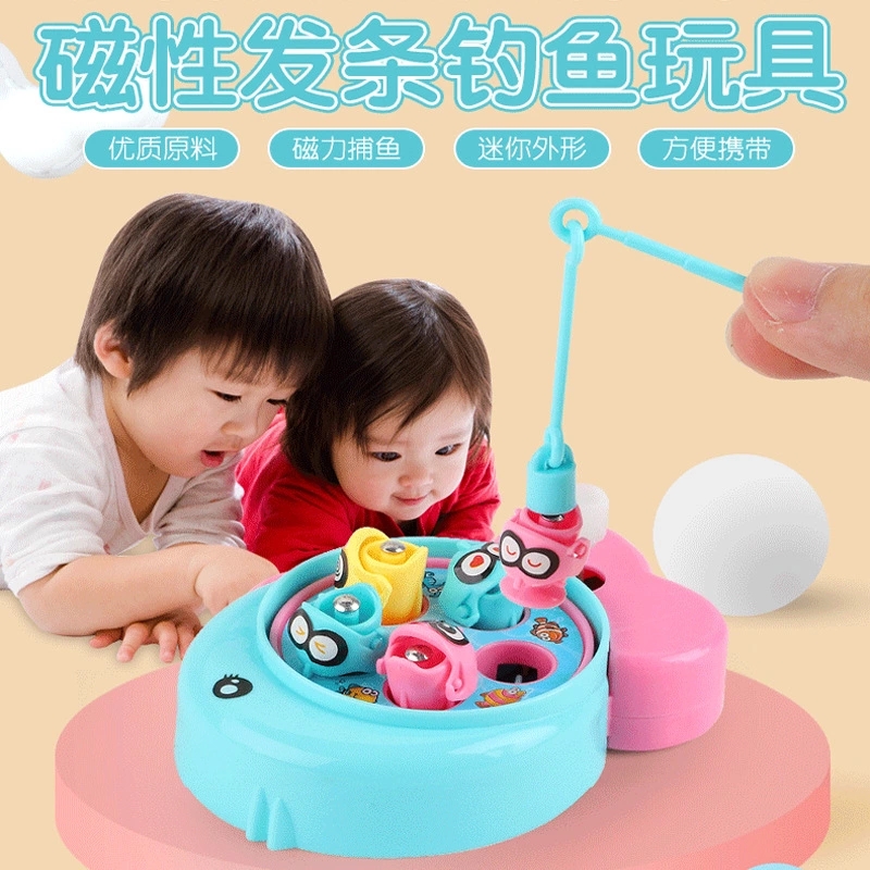 New cross-border children's winding spring fishing toy, small fishing and educational toy, parent-child interaction full figure