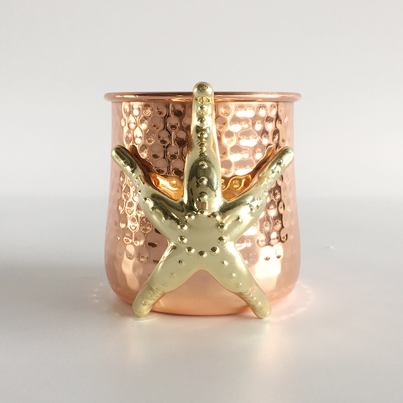 Stainless steel cocktail glasses, hammered copper-plated Moscow mule glasses, high-quality metal beer mugs, starfish-decorated mule glasses, stainless steel mugs, stainless steel wine glasses, stainless steel beer mugs Item Picture