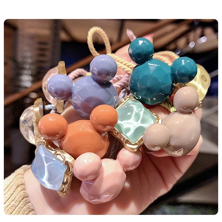 New Korean girl's hair tie, hair band, leather cover, hair accessory, ins simple and colorful square rubber band hair band Application Scenario