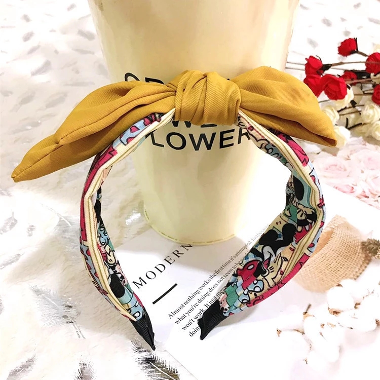 Wholesale of versatile hair clips and hair bands, Korean-style fashionable hair accessories, cute Katon Minnie double-layer large bow hair bands and headbands Specification drawing