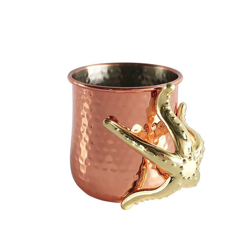 Stainless steel cocktail glasses, hammered copper-plated Moscow mule glasses, high-quality metal beer mugs, starfish-decorated mule glasses, stainless steel mugs, stainless steel wine glasses, stainless steel beer mugs Application Scenario
