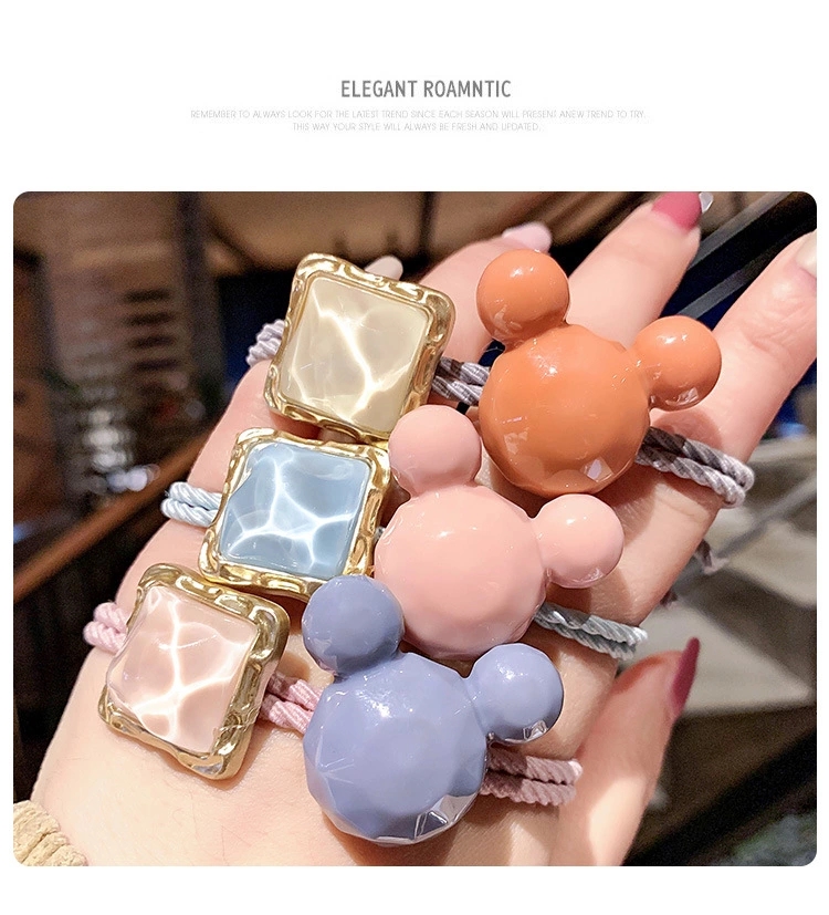 New Korean girl's hair tie, hair band, leather cover, hair accessory, ins simple and colorful square rubber band hair band Specification drawing