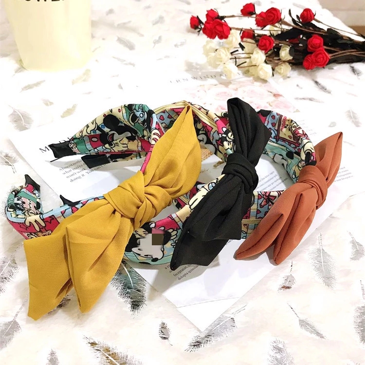 Wholesale of versatile hair clips and hair bands, Korean-style fashionable hair accessories, cute Katon Minnie double-layer large bow hair bands and headbands Item Picture