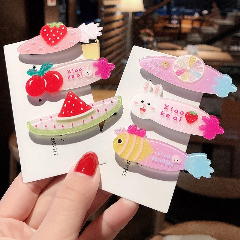 Cute cartoon hair clips for children, sweet fruit BB clips, Korean clips, headwear, and fresh bangs clips details Picture