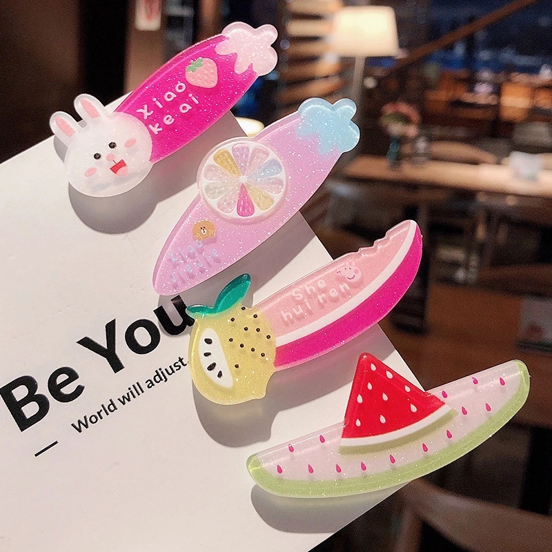 Cute cartoon hair clips for children, sweet fruit BB clips, Korean clips, headwear, and fresh bangs clips Application Scenario